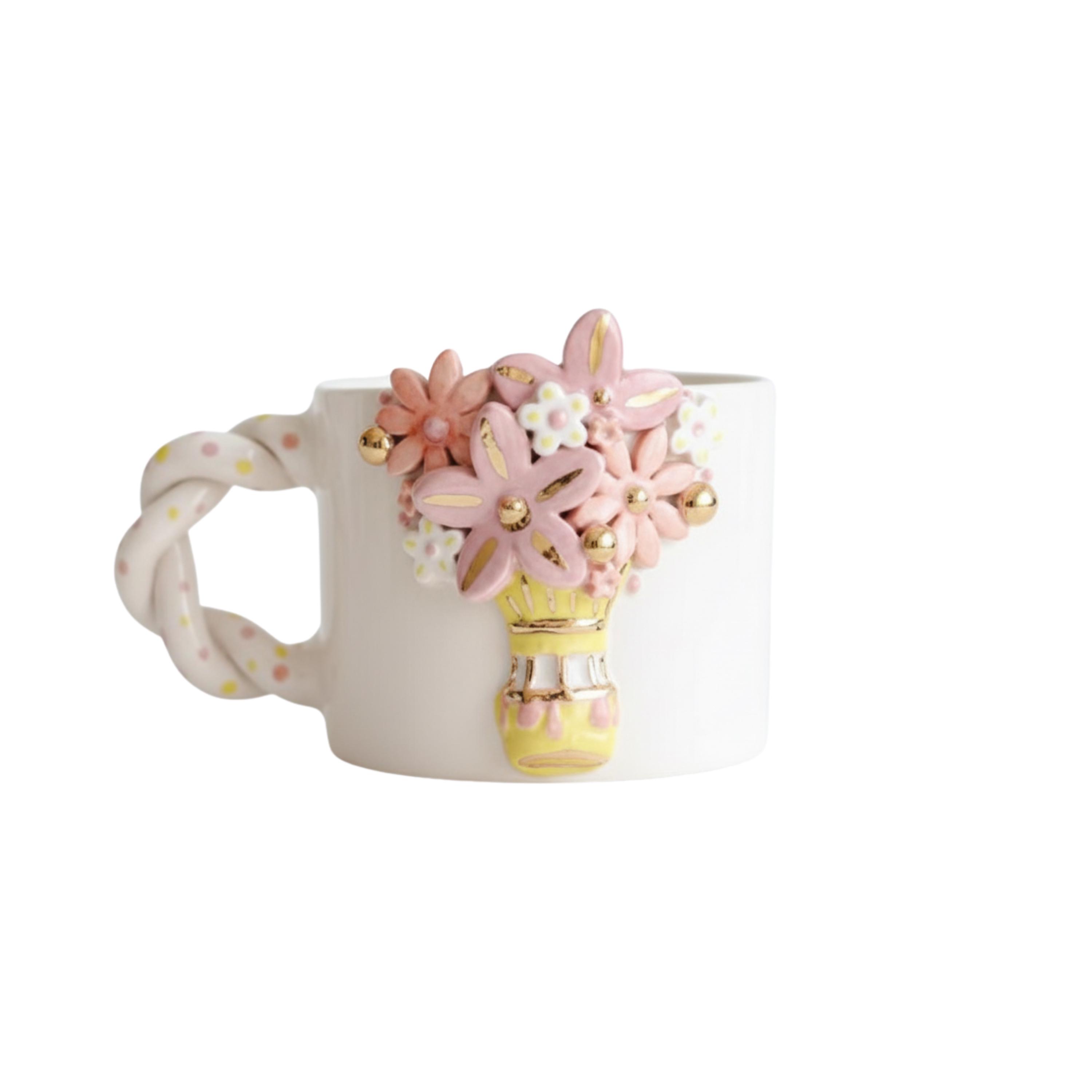 Romantic Pink Floral Bouquet Ceramic Mug